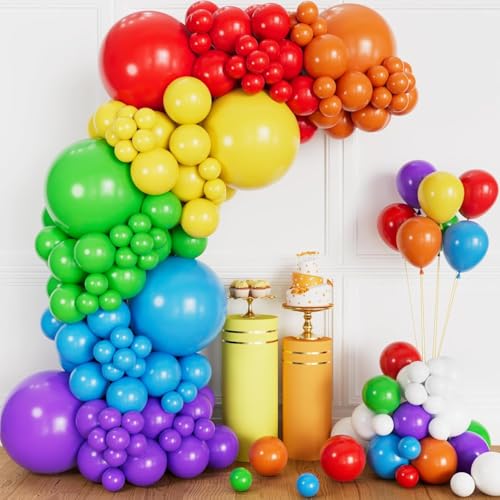 Luftballon Girlande Bunt, 117 Stück 5 10 12 18 Zoll Regenbogen Ballon Girlande Geburtstag Set, Pastell Luftballon Blau Lila Buntes Latex ballons Set für Geburtstag Babyparty Hochzeit Party Dekoration von VUCDXOP