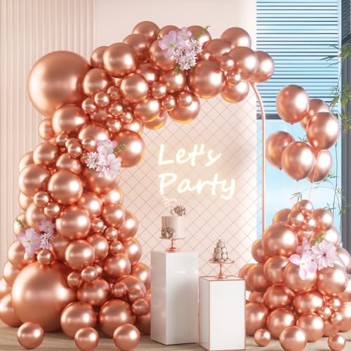 Luftballon Girlande Roségold, 105 Stück 5 10 12 18 Zoll Party Ballon Girlande set, Roségold Nude Luftballon Helium Latexballons Set für Mädchen Frau Geburtstag Babyparty Hochzeit Party Dekoration von VUCDXOP