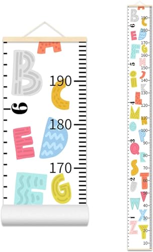 VUCDXOP Baby Messlatte Höhe Diagramm Tragbare aufrollbar Segeltuch und Holz Messlatte Höhe Diagramm Abnehmbare Höhe und Wachstum Diagramm für Kinderziemmer Dekoration von VUCDXOP