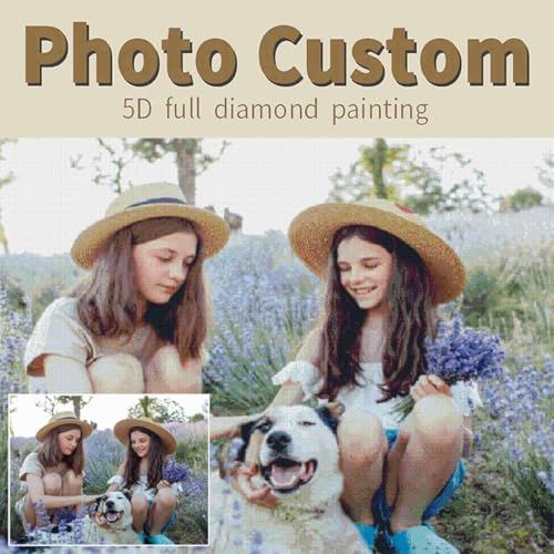 5D-Diamant-Malerei, personalisiertes Foto, 5D-Diamant-Malerei-Kits, Vollbohrer für Erwachsene, DIY, individuelle Diamantkunst-Stickbilder, perfekte Geschenke für Wanddekoration zu Hause (50 x 50 cm, von VUEHVO