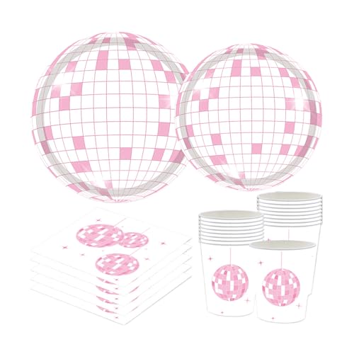 VUIUYOIES 20 teiliges 70er Jahre Disco Party Essentials Set, Disco Teller, Becher, Servietten, Erleben Sie die vergangenen 70er Jahre Disco Partyzubehör Set. Das Set enthält von VUIUYOIES