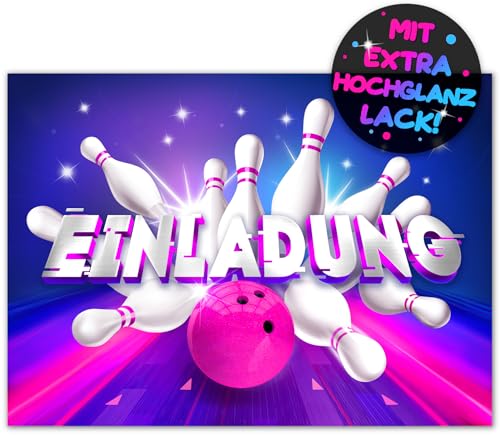 12x Bowling EINLADUNGSKARTEN KINDERGEBURTSTAG Junge Mädchen - die Bowlingbahn PARTY Karten sind die Bowling EINLADUNG für Jungen Kinder GEBURTSTAG KINDERPARTY Kegeln GEBURTSTAGSPARTY Bowlingkugel von VULAVA