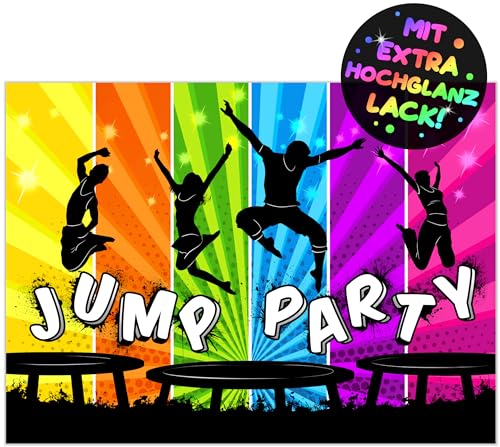 12x Jump Party EINLADUNGSKARTEN KINDERGEBURTSTAG Junge Mädchen - die JUMP-PARTY Karten sind die Trampolin EINLADUNG für Jungen Mädchen Kinder GEBURTSTAG Einladung Jump House HÜPFBURG KINDERPARTY von VULAVA