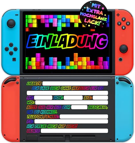 12x Gaming EINLADUNGSKARTEN KINDERGEBURTSTAG Junge Mädchen - die Gamepad PARTY Karten sind die Gamer EINLADUNG für Jungen Mädchen Kinder GEBURTSTAG Einladung VIDEOSPIEL Game-Controller SPIELEABEND von VULAVA