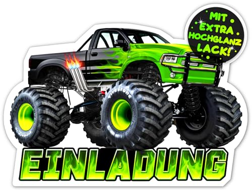 12x Monstertruck EINLADUNGSKARTEN KINDERGEBURTSTAG Junge Mädchen - die Monster Truck PARTY Karten sind die Monstertruck EINLADUNG für Jungen Kinder GEBURTSTAG Auto GEBURTSTAGSPARTY Spielzeug Go-Kart von VULAVA