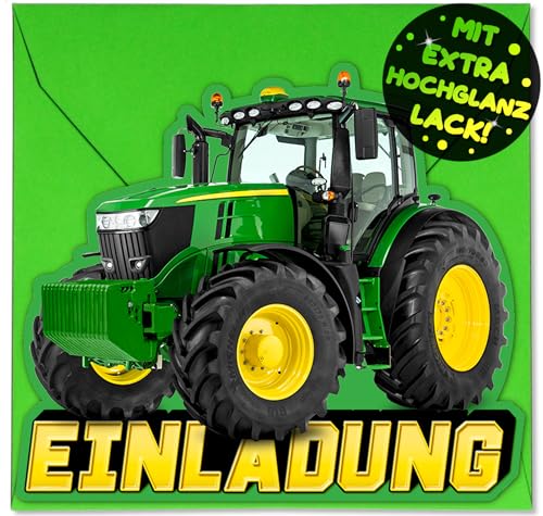 12x Traktor EINLADUNGSKARTEN KINDERGEBURTSTAG Junge Mädchen + 12x Umschläge - die Trecker PARTY Karten sind die Traktor EINLADUNG Jungen Kinder GEBURTSTAG Bauernhof KINDERPARTY Schlepper Pferde von VULAVA