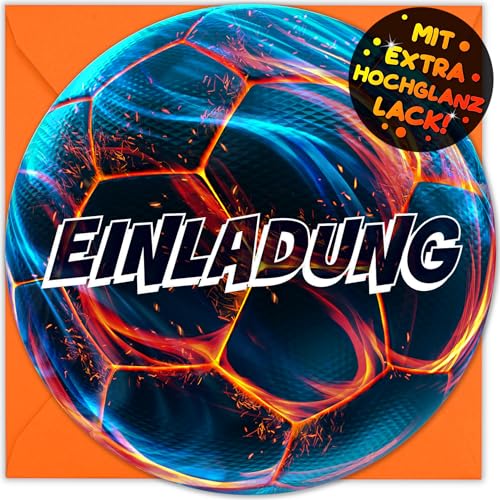 VULAVA 12x Fußball EINLADUNGSKARTEN KINDERGEBURTSTAG Junge Mädchen + 12x Umschläge - die Soccer PARTY Karten sind die Fussball EINLADUNG für Jungen Mädchen Kinder GEBURTSTAG Einladung FUSSBALL-SPIEL von VULAVA