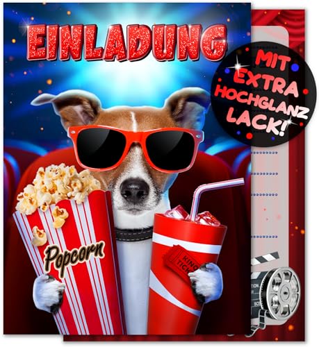 VULAVA 12x Kino EINLADUNGSKARTEN KINDERGEBURTSTAG Junge Mädchen - die Cinema PARTY Karten sind die Kino EINLADUNG für Jungen Kinder GEBURTSTAG Filmabend GEBURTSTAGSEINLADUNG Film Popcorn Kino-Ticket von VULAVA