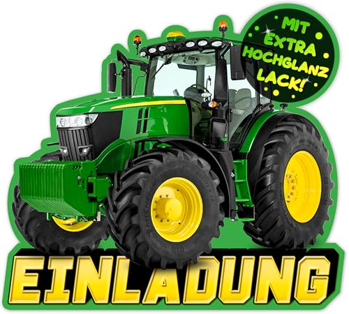 VULAVA 12x Traktor EINLADUNGSKARTEN KINDERGEBURTSTAG Junge Mädchen - die Trecker PARTY Karten sind die Traktor EINLADUNG für Jungen Mädchen Kinder GEBURTSTAG Bauernhof KINDERPARTY Schlepper Pferde von VULAVA