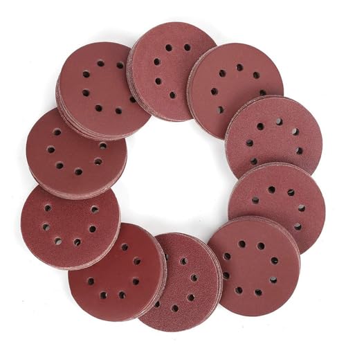 20 Stück/Set 125 mm 5 Zoll Schleifscheiben 8 Löcher Schleifpapier-Pads Set Haken- und Schlaufenschleifpapier Polierwerkzeuge Schleifscheiben, 20 Stück Set 5 Zoll 125 mm, Körnung 100 von VVW&LIU