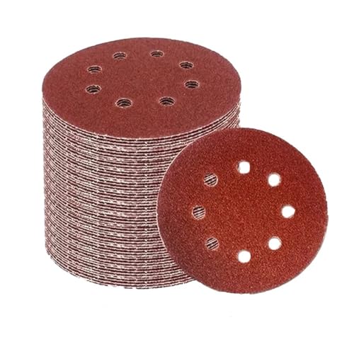 8 Löcher 125 mm Schleifpapier Holzbearbeitung Metallschleifscheibe Schleifpolierwerkzeug Schleifscheiben mit Körnung 40/1000/2000, Körnung 100, 100 Stück von VVW&LIU