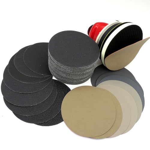 Lnch Schleifpapier, 125 mm, 60–10000 Mesh, runde Schleifscheibe, nass und trocken, Dual-Use-Polierpad, Rückseite, Samtschlaufen-Schleifpapier, 5 Stück, 2000 von VVW&LIU