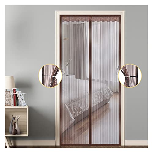 VXHCS Bildschirmtüren mit Magneten, Hände Frei Genießen Sie Frische Luft Türgitter Magnetverschluss, Magnetisches Fliegengitter für Schlafzimmer, Küche (Color : Brown, Size : 105x210cm) von VXHCS