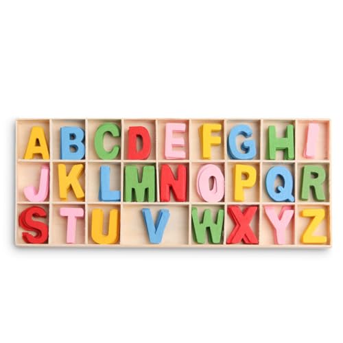 VYIBPDY 130 Stück (1 Sätze) Holzbuchstaben Großbuchstaben A-Z 3 cm,Buchstaben Holz,Wooden Alphabet, für Kunsthandwerk DIY Hochzeitsfeier Home Decoration Displays-Bunt von VYIBPDY