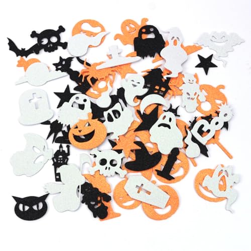 VYIBPDY 60 Stück 3 Farben Schaum Sticker Glitzer, moosgummi Buchstaben selbstklebend,Halloween Wreath Foam Sticker Aufkleber DIY Basteln Halloween Party Deko von VYIBPDY