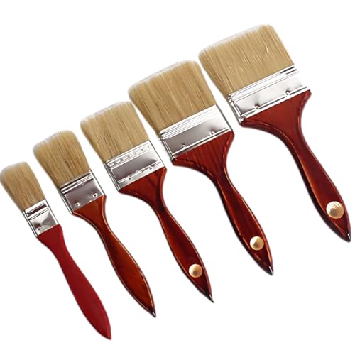 VYIBPDY Flach-Pinsel-Set, 5-teiliges Maler-Set, Lasur, 10 20 30 40 50 mm Breit, Lasur-Pinsel für Holz-Beschichtung und Maler-Arbeiten von VYIBPDY