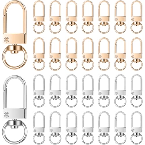 40 Stück Karabinerhaken Metal Hummer Krallenverschlüsse Drehbare Verschlüsse Karabiner Schnallen Dreh Snap Ring Haken Schlüsselanhänger Schwenker Schlüsselring für DIY Taschen Basteln (Gold) von VYZUTR