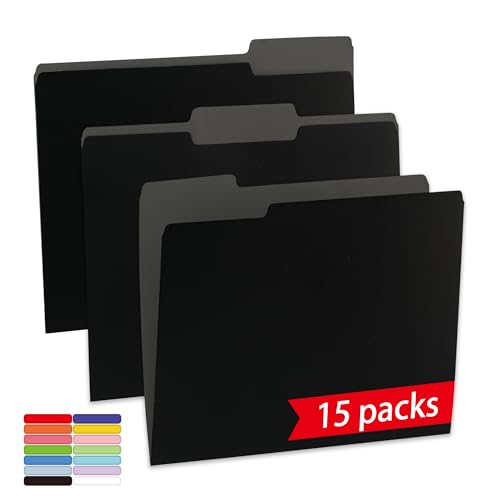 15 Packungen zweifarbige Aktenordner, Briefgröße, 1/3-geschnittene Reiter, 21,6 x 27,9 cm, für Büro, Schule und Zuhause, Organizer von VZCPYTPM