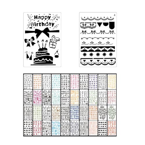 VZU 20 Stück Buchstaben Schablonen, 22 Styles Schriftart, Klein Alphabet Schablonen, Zeichnen Schablonen, mit 2 Graffiti-Zeichenbrett, für DIY Scrapbooking Malerei Zeichnen Bastelzubehör von VZU