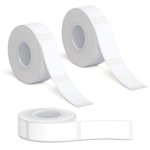 VZU 3 Rollen 12x40mm Etiketten Papier, Thermo Etikettenband, Selbstklebendes Etikettenband, Etiketten Wasserfest, Thermopapier Rolle für Haus, Büro und Schule, Weiß von VZU