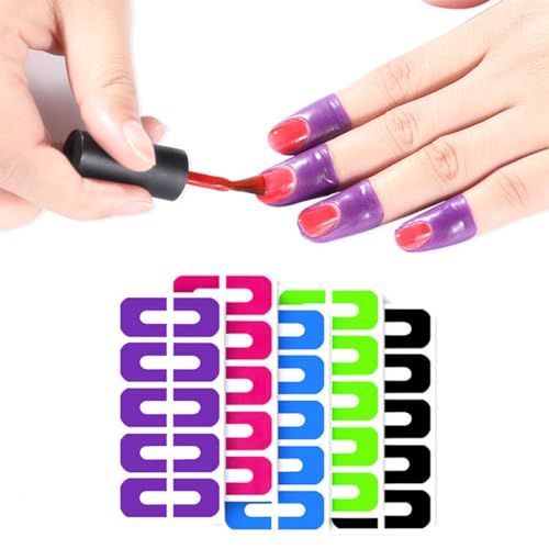 VZUHSW Nagellack Schablone, 50Pcs Nail Polish Stencil, Nail Painting Guide, Wiederverwendbar Nägel Edge Hautbarriere Kit, Nail Art Lackschutz Spitzenschutz, Nagelkunst Grundlegendes Werkzeugzubehör von VZUHSW