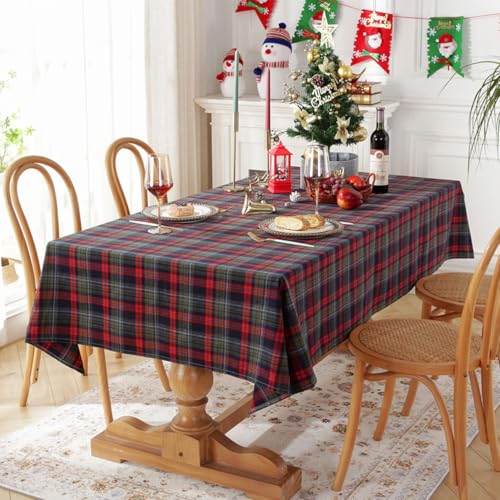 VZXATYOP Amerikanische Weihnachtsdekoration Rechteckige Tischdecke Fleckenbeständig Waschbar Polyester Plaid Tischdecke Esszimmer Party Outdoor Picknick Tischdecke(A2,100x140cm) von VZXATYOP