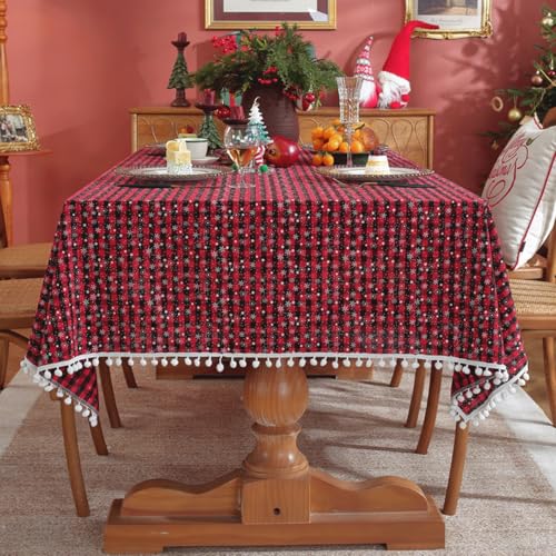 VZXATYOP Amerikanische Weihnachtsdekoration Rechteckige Tischdecke Fleckenbeständig Waschbar Polyester Plaid Tischdecke Esszimmer Party Outdoor Picknick Tischdecke(A5,100x140cm) von VZXATYOP