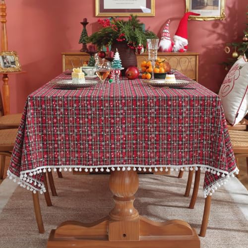 VZXATYOP Amerikanische Weihnachtsdekoration Rechteckige Tischdecke Fleckenbeständig Waschbar Polyester Plaid Tischdecke Esszimmer Party Outdoor Picknick Tischdecke(A6,100x140cm) von VZXATYOP