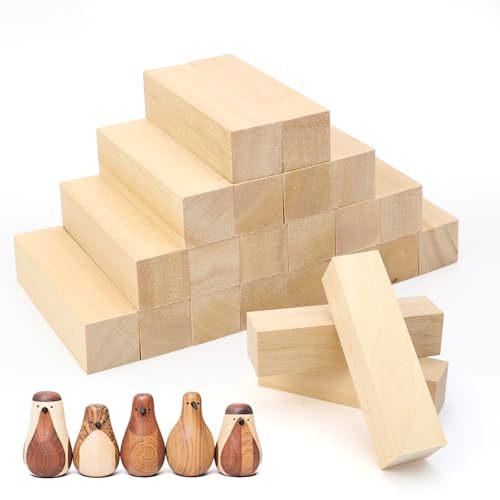 VZXZXE 20 Stück Holzklötzchen zum Basteln 10 * 2.5 * 2.5cm Schnitzholz Linde Holzblock Schnitzen Handgeschnitztes Holz Schnitzholz für Kinder Holzstücke zum Basteln Basswood von VZXZXE