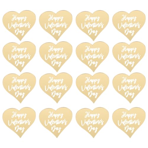 Tortenaufsatz "Happy Valentines Day", Acryl, Spiegel-Herzform, Kuchenspieße, Liebes-Kucheneinsätze, Cupcake-Essen, Dessert, Picks für Hochzeitstag, Kuchendekoration (Gold), 25 Stück von VaLtEv