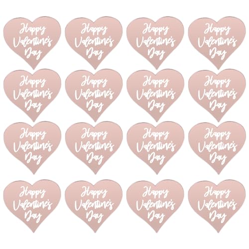 Tortenaufsatz "Happy Valentines Day", Acryl, Spiegel-Herzform, Kuchenspieße, Liebes-Kucheneinsätze, Cupcake-Essen, Desserts, Picks für Hochzeitstag, Kuchendekoration (Roségold), 25 Stück von VaLtEv