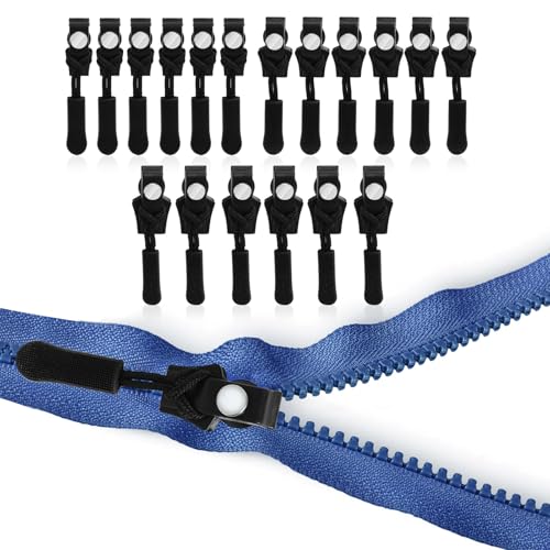 18Stück Reissverschluss Zipper Reparatur Set 3 Größen Reißverschluss Reparatur Set Reisverschluss Reisverschluss Fix Kit Reißverschluss Ersatz Zipper Fix Zip Puller für Jacken Koffer Ruckäcke(Schwarz) von Vachelper