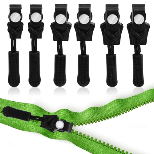 6 Stück Reissverschluss Zipper Reparatur Set 3 Größen Reißverschluss Reparatur Set Reisverschluss Reisverschluss Fix Kit Reißverschluss Ersatz Zipper Fix Zip Puller für Jacken Koffer Ruckäcke(Schwarz) von Vachelper