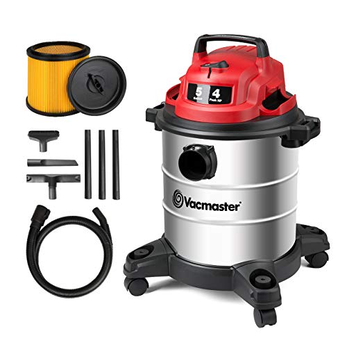 Vacmaster Red Edition VOC508S 1101 Edelstahl-Nass-Trockenshop-Vakuum, 4 Spitzen, HP 1-1/4 Zoll Schlauch, leistungsstark, mit Gebläsefunktion von Vacmaster