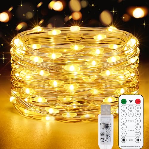 10M 100 LED USB Kupferdraht Lichterkette mit Timer und Fernbedienung 8 Programm Wasserdichte Lichterkette Innen Led Lichterkette für Zimmer, Party, Hochzeit von Vacoulery