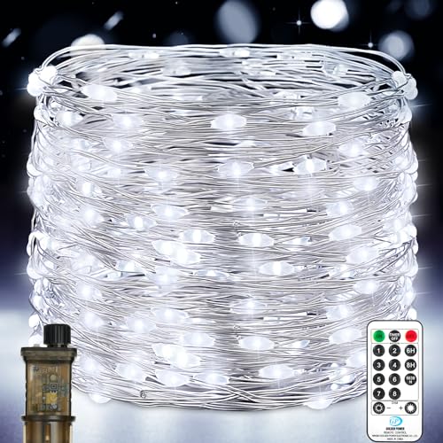 LED Lichterkette Innen, 23M 200 Led lichterketten Strombetrieben mit Stecker, Wasserdicht Timer 8 Programm für Außen Innen Weihnachten Hochzeit Halloween Zimmer Party Deko (1 Stück, Kaltweiß) von Vacoulery