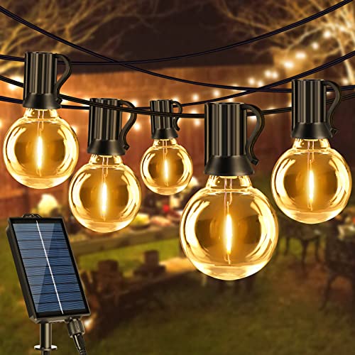 Vacoulery Lichterkette Außen Solar 10M 25+2 G40 Lichterkette Außen Strom 8 Modi Lichterkette Outdoor IP44 Wasserdicht Lichterkette Glühbirnen Außen für Balkon Garten Außen Deko(Warmweiß) von Vacoulery