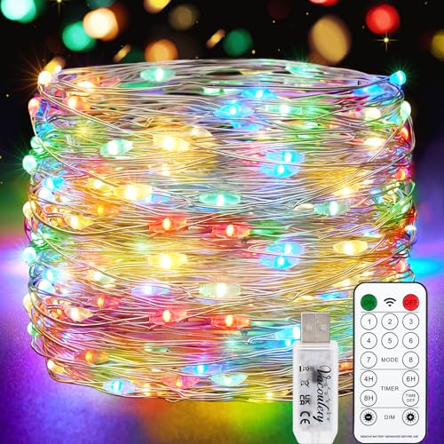 Vacoulery 150LEDs Lichterkette USB, Wasserdicht Draht Lichterkette mit Timer und Fernbedienung 8 Programm 15 Meter Lichterkette für Zimmer, Party, Hochzeit, Weihnachten von Vacoulery