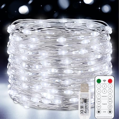 Vacoulery 150LEDs Lichterkette USB, Wasserdicht Draht Lichterkette mit Timer und Fernbedienung 8 Programm 15 Meter Lichterkette für Zimmer, Party, Hochzeit, Weihnachten von Vacoulery