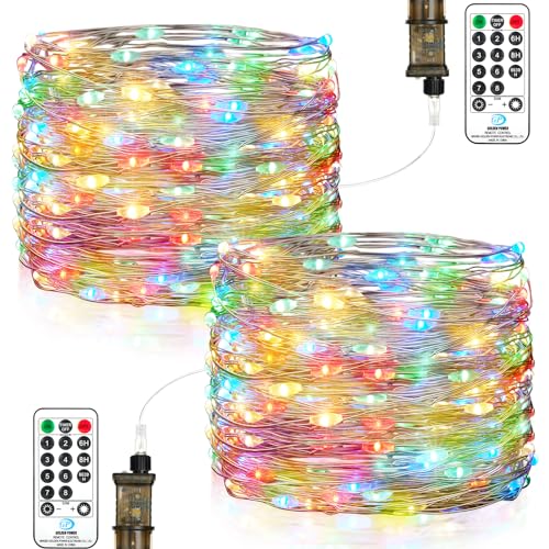 Vacoulery Lichterkette Innen mit Stecker, 2 Stück 15M 150LED Lichterkette Außen mit Timer Fernbedienung, 8 Modi Lichterketten, Fairy Lights für Innen Außen Weihnachten Halloween Hochzeit Bunt von Vacoulery