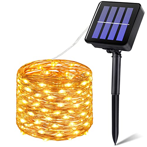 Vacoulery Solar Lichterkette Aussen, 12M 120LED Lichterkette Außen Solar Wasserdicht KupferDraht Lichterkette Deko Draußen 8 Modus für Garten Terrasse Party Hof Tor (1 Stück, Warmweiß) von Vacoulery