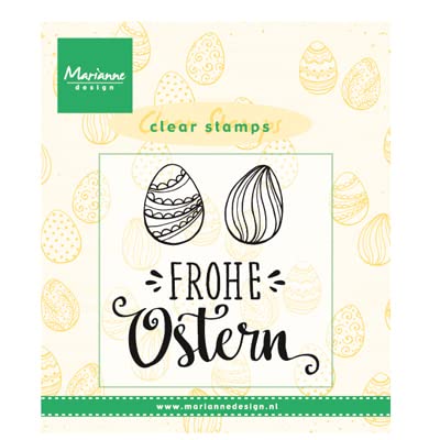 Marianne Design transparente Stempel Frohe Ostern, zum Basteln von Karten und anderen Bastelarbeiten mit Papier, Kunststoff, 5,5 x 3 cm von Marianne Design