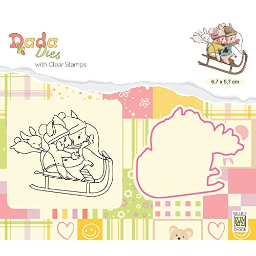 Nellie's Choice DDCS017 Stanzschablone und Silikonenstempel-Tiere Cutting Die-Weihnachten-Stanzform für Karten Basteln-Bastel Scrapbooking und DIY-Scrapbook Zubehör, Mehrere Farben, 67x57mm von Nellie's Choice