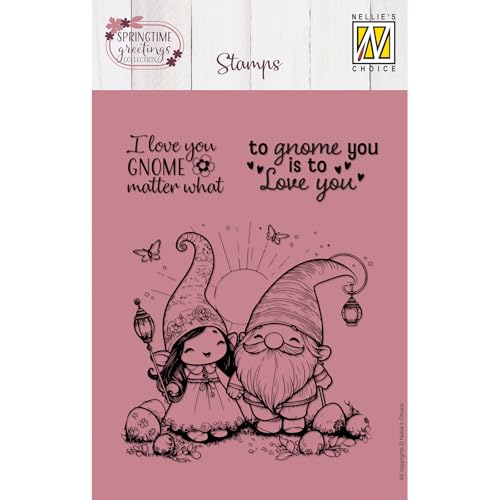 Nellie's Choice Silikonstempel Ostern mit Fee und Gnom mit Text - 3 Transparenter Stempel - Ideal für Karten Basteln, Umschläge und Scrapbooking - Kompatibel mit Stempelhilfe + Stempelblock von Vaessen Creative