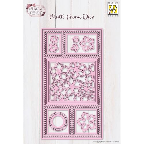 Nellie's Choice Stanzschablone für Ostern mit Blumen - 16 Multi Frame Dies - Stanzform von 8,5 x 15 cm geignet für Stanzmaschine - Bastelzubehör für Karten Basteln, Scrapbooking und DIY von Vaessen Creative