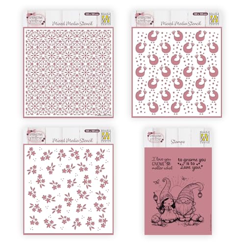 Nellie’s Choice Wiederverwendbare Schablonen und Silikonstempel für Frühling und Ostern – 6 Stück Bastelmaterial für Karten Basteln, Scrapbooking, Stempeln, Journaling und andere Papierarbeiten von Vaessen Creative