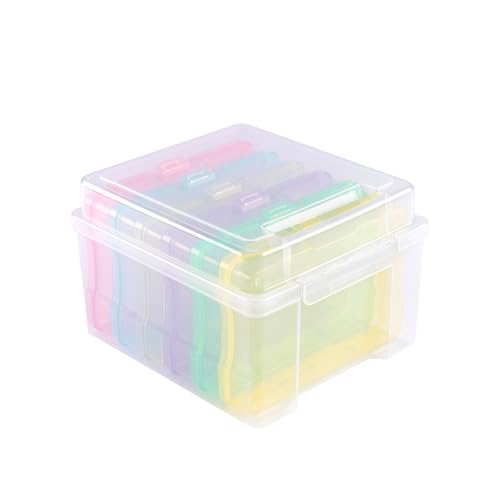 Vaessen Creative Aufbewahrungsbox Transparent mit Deckel von 21 x 18,5 x 14 cm - Mit 6 Döschen von 17 x 12 x 3 cm - Für Basteln, Diamond Painting, Scrapbooking und Schmuckherstellung von Vaessen Creative