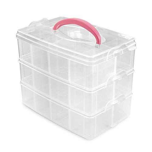 Vaessen Creative Aufbewahrungsbox mit 24 F�chern, Sortierbox gro�, Staubox, Lego Ordnungssystem Transparent f�r Bastelutensilien, Bastelwerkzeuge Aufbewahrung Schmuck Und Spielzeug, 23,1x15,6x18,5cm von Vaessen Creative