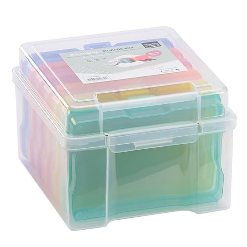 Vaessen Creative Farbige Staubox, Aufbewahrungsbox, Sortierbox mit 6 Boxen, Ordnungssystem, Transparent Und Bunt für Bastelutensilien, Bastelwerkzeuge Aufbewahrung Schmuck Und Spielzeug, 21 x 18,5 x 14 cm von Vaessen Creative