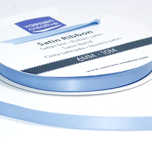 Vaessen Creative Satinband, Hellblau, 6 mm x 10 m Doppelsatinband, Schleifenband, Dekoband, Geschenkband, Stoffband für Hochzeit, Taufe und Geburtstagsgeschenke von Vaessen Creative